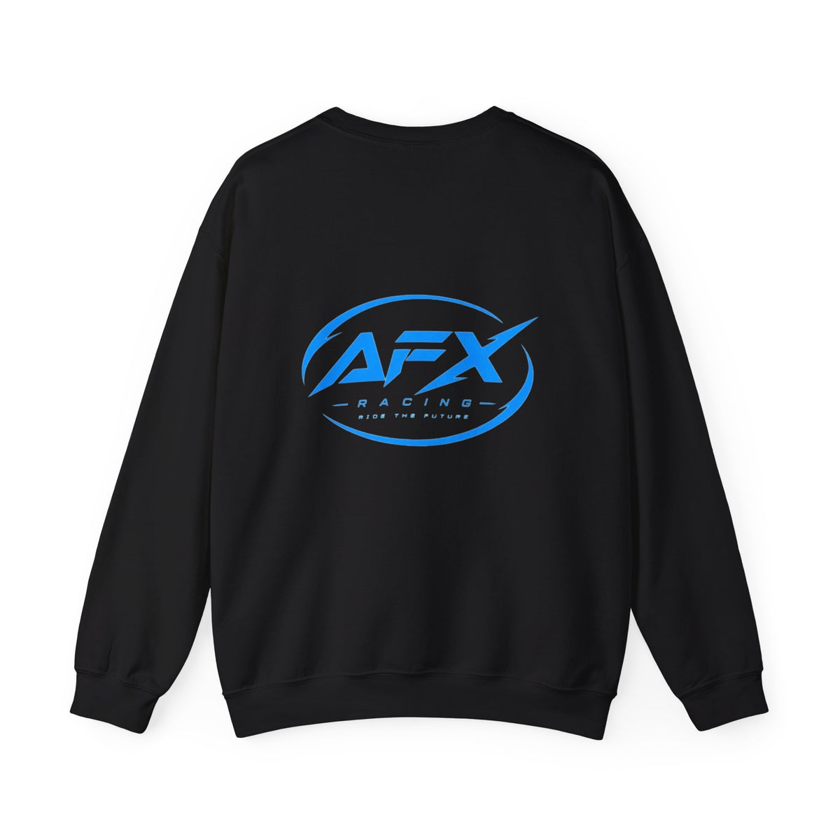 AFX Logo Crewneck Sweatshirt — Minimal White Pullover with Blue Chest & Back Logo