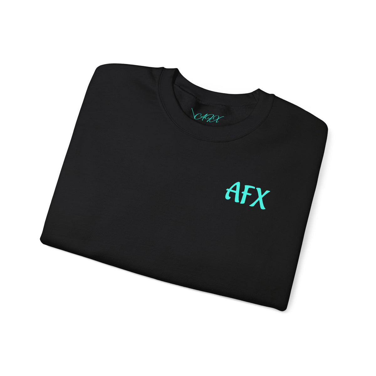 AFX Logo Crewneck Sweatshirt — Minimal White Pullover with Blue Chest & Back Logo